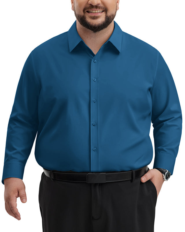 Mens Big and Tall Dress Shirts Long Sleeve Button Down